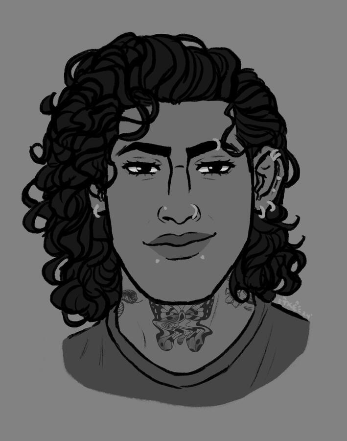Decay long hair sketch
